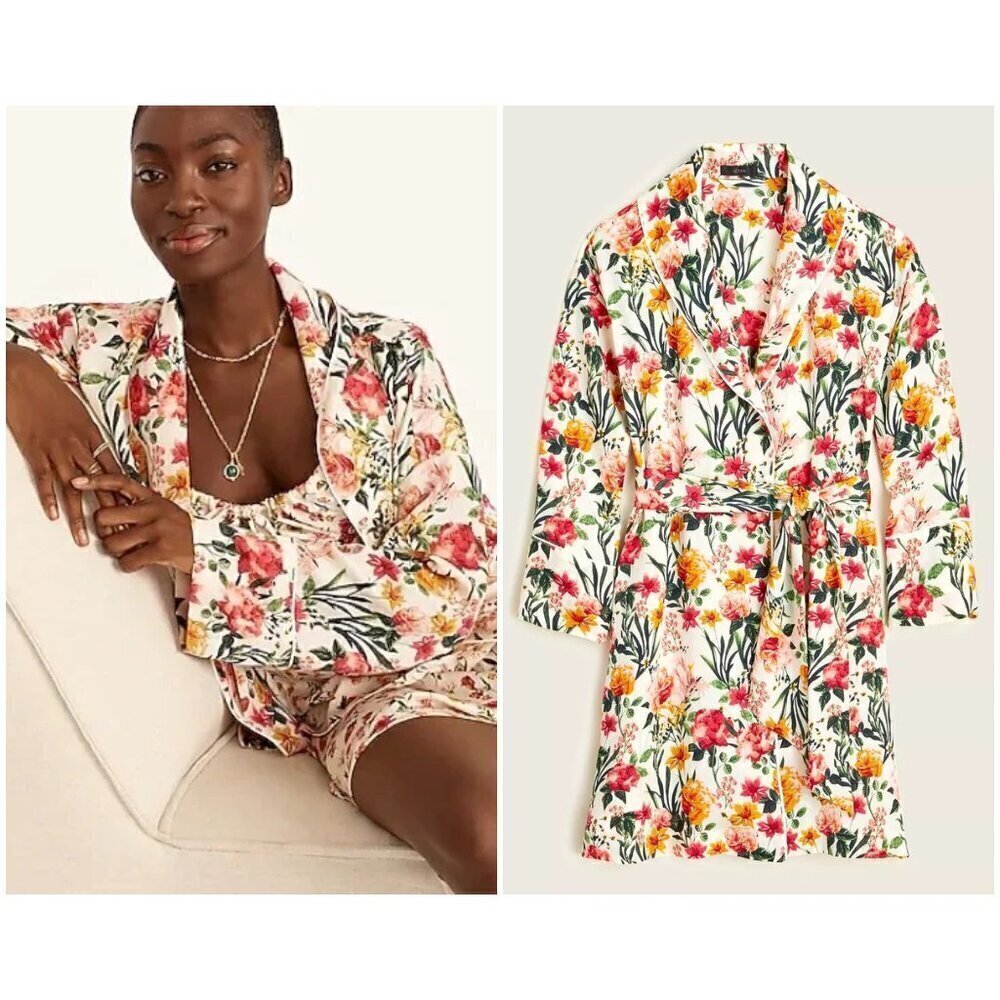 💕J.CREW💕 Easy-Luxe Eco Robe ~ Winter Garden Floral Print Small/Medium NWT